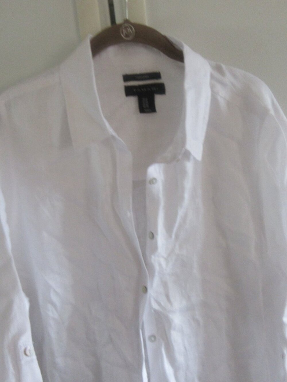 Tahari White 100% Linen Tunic Blouse Roll tab Sleeves 1x - Picture 4 of 4
